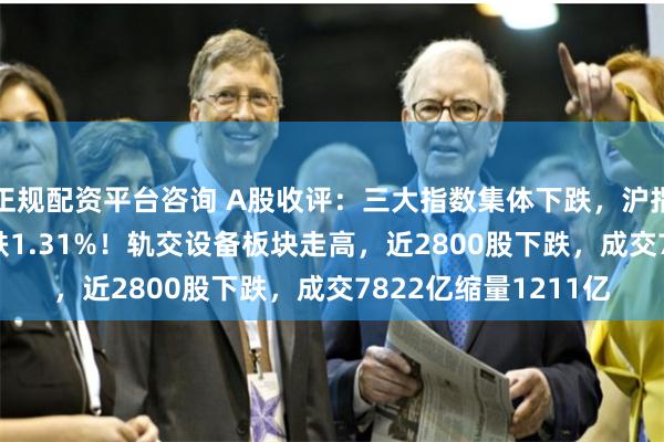 正规配资平台咨询 A股收评：三大指数集体下跌，沪指跌0.17%创业板指跌1.31%！轨交设备板块走高，近2800股下跌，成交7822亿缩量1211亿